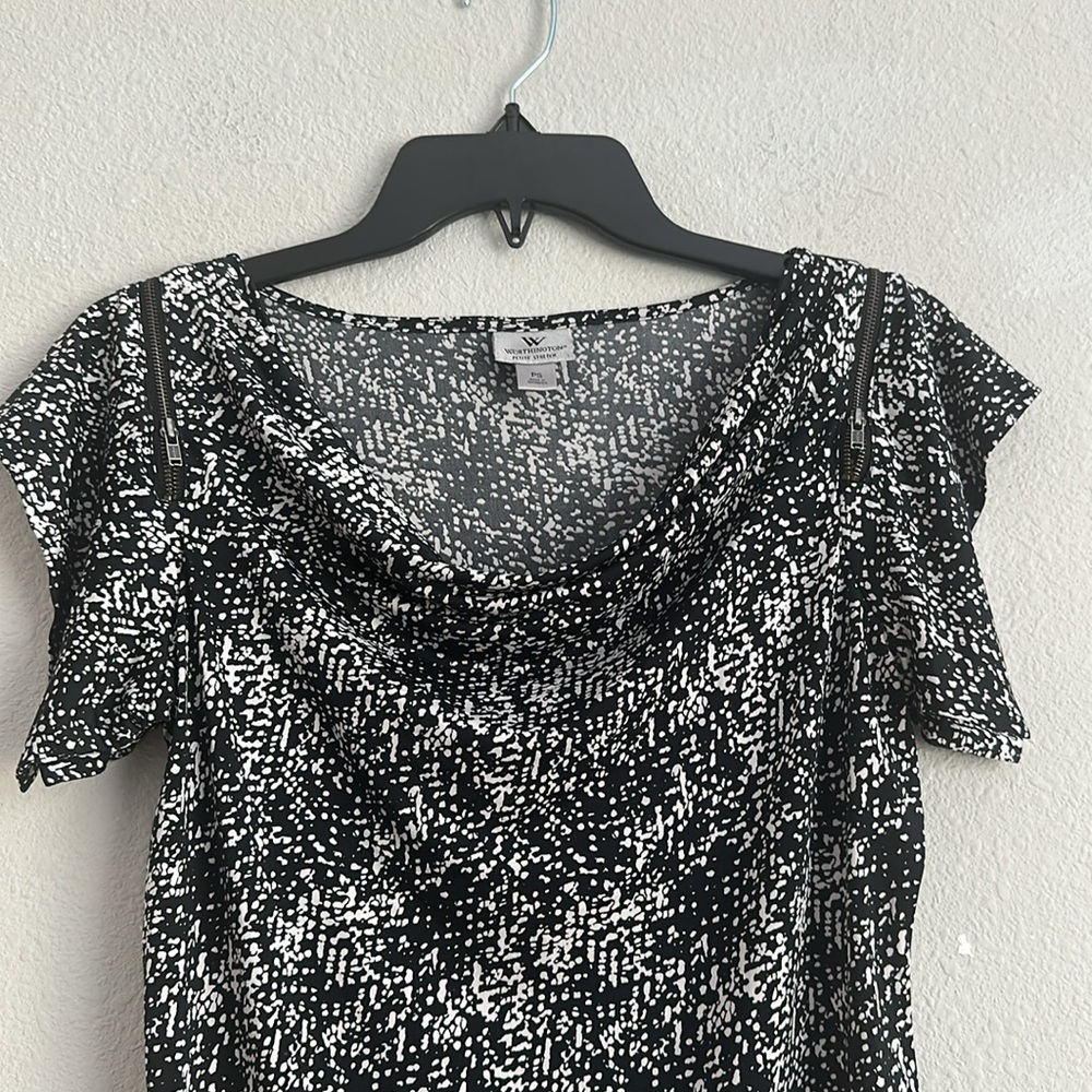 Worthington petite stretch shoulder zip cute blouse ps - Picture 3 of 6
